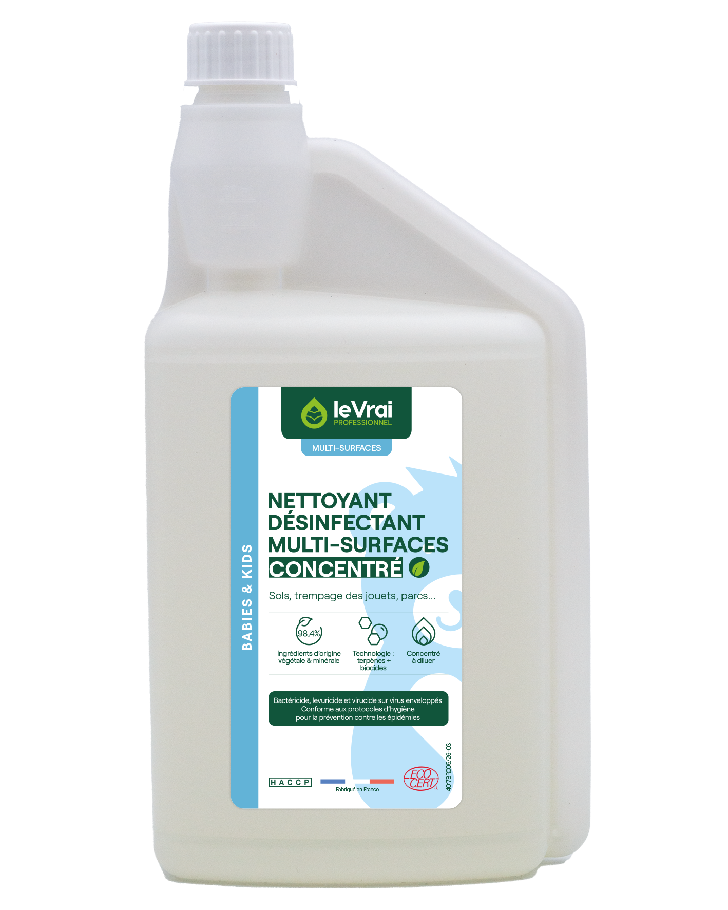Packshot Png Fr 6014 Lvp B&k Nettoyant Desinfectant Multi Surfaces Concentre 1l